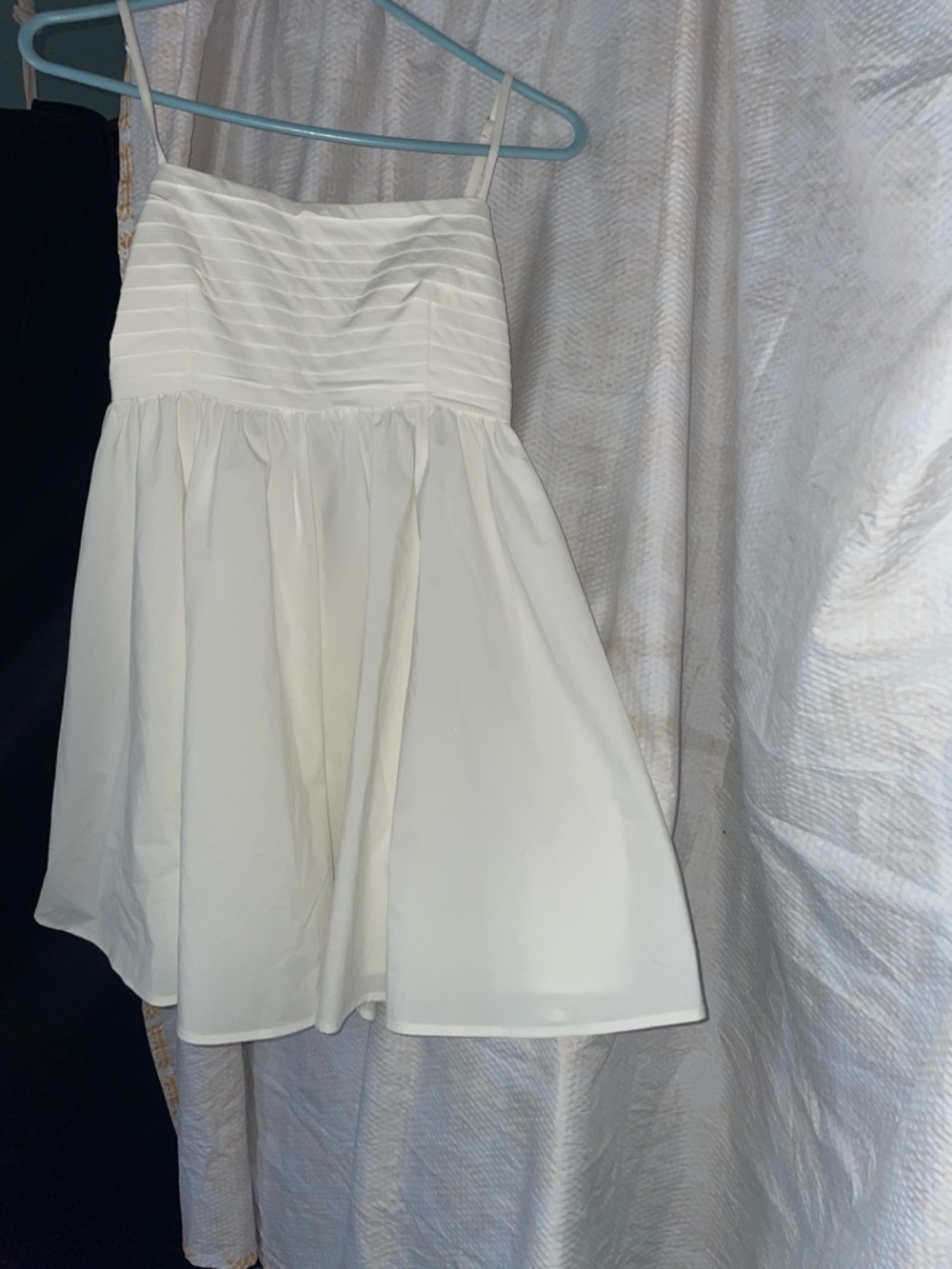 Windsor White Strapless Mini Dress with Pleated Bodice